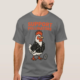 Camiseta Apoie Polinizadores Galo Legal de Jaqueta de Couro