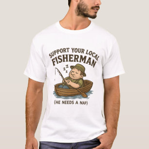 Camiseta Apoie seu pescador local - Presente de pesca engra
