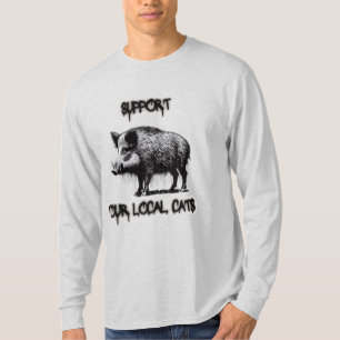Camiseta apoie seus gatos locais com um javali
