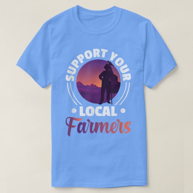 Camiseta Apoiem Os Seus Agricultores Locais - Fazendeiros D (Frente do Design)