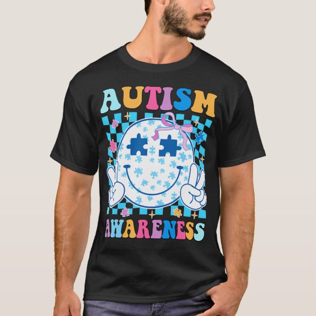 Camiseta Apoio à Consciência do Autismo Quebra-Cabeça Aceit (Frente)