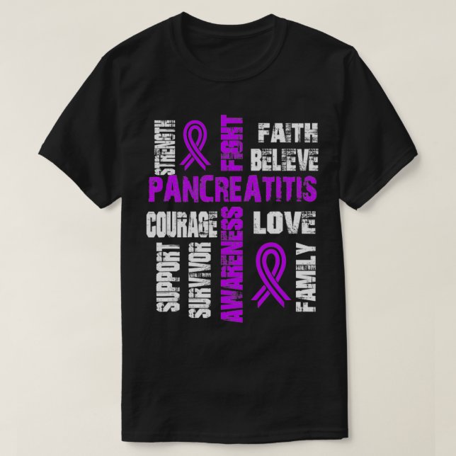 Camiseta Apoio à crença e à luta contra a PANCREATITE (Frente do Design)