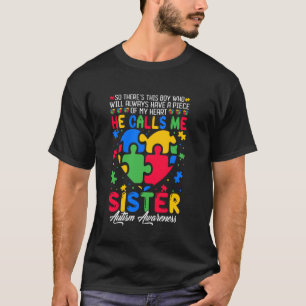 Camiseta Apoio à Família Autista Ele Me Chama de Irmã Consc