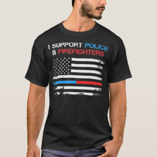 CAMISETA APOIO A POLÍCIA E OS COMBATEDORES AZUIS E VERMELHO