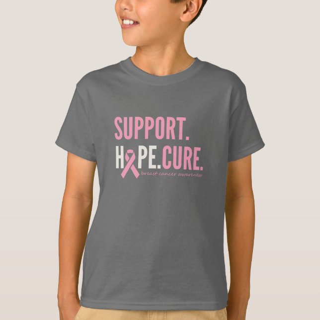 Camiseta apoio ao cancer de mama de esperança cura Crianças (Frente)