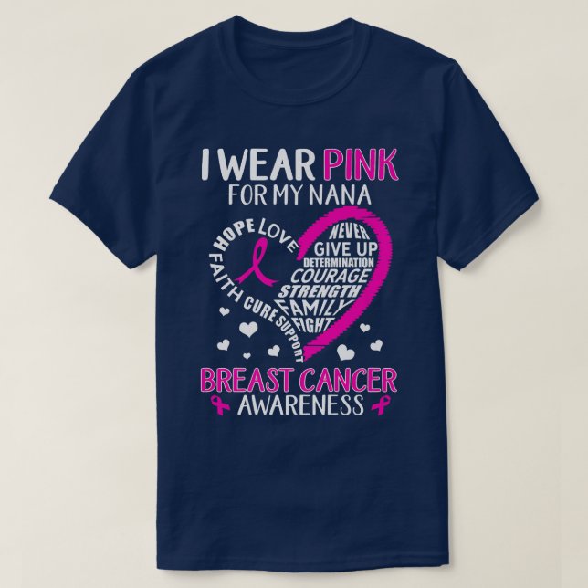 Camiseta Apoio ao cancer de mama Eu Visto Rosa Para A Minha (Frente do Design)