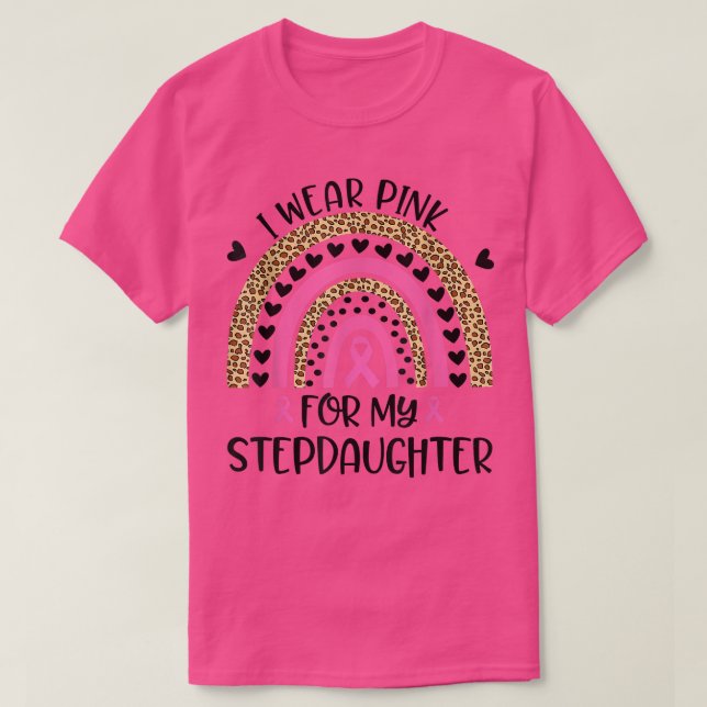 Camiseta Apoio ao cancer de mama Eu Visto Rosa Para Meu Ste (Frente do Design)