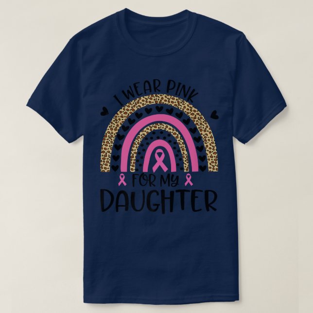 Camiseta Apoio ao cancer de mama Eu Visto Rosa Para Minha F (Frente do Design)