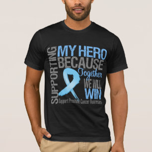 Camiseta Apoio ao meu herói - Consciência do Cancer da prós