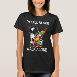 Camiseta Apoio ao Pai com Autismo Sozinho Quebra-Cabeça Voc