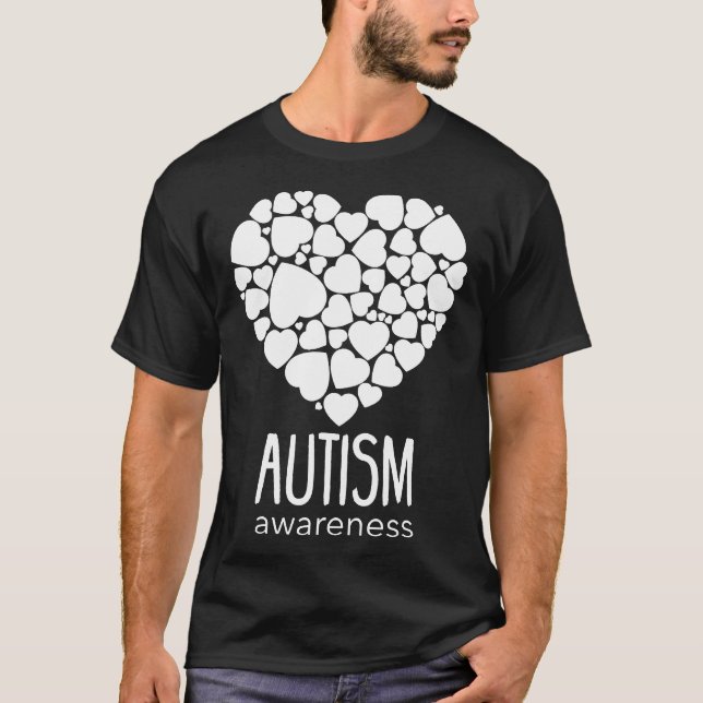 Camiseta Apoio-Autismo Com Corações Quebra-Cabeça Amor Cons (Frente)