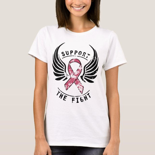 Camiseta Apoio da consciência do cancro da mama o reforço (Frente)