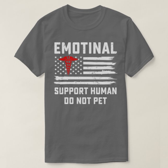 Camiseta Apoio Emocional Humain Não Pet American Flage (Frente do Design)