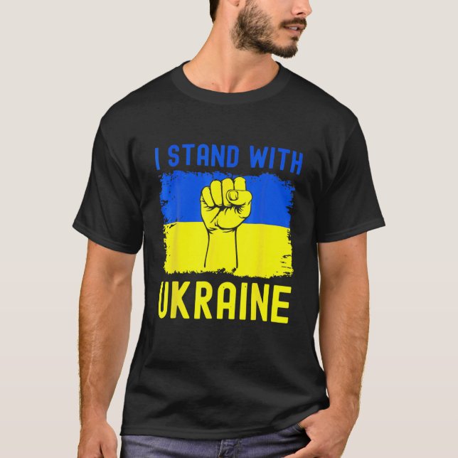Camiseta Apoio I Stand' Com A Ucrânia Flag Men W (Frente)