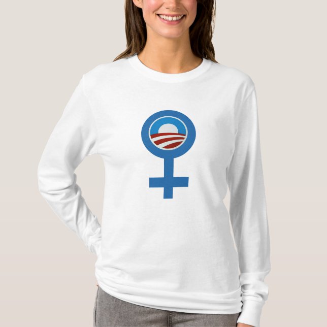 Camiseta Apoio para símbolos das mulheres/Obama de Barack (Frente)