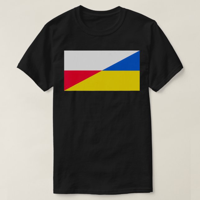 Camiseta Apoio Polonês à Ucrânia, à bandeira ucraniana e à  (Frente do Design)