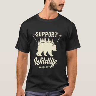 Camiseta Apoio Retro à Vida Selvagem Criar Meninos Urso Gif