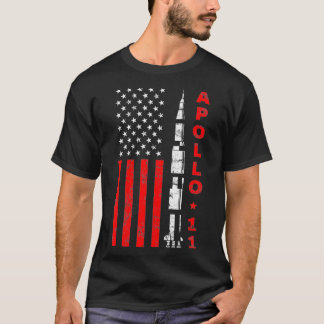Camiseta Apollo 11 Saturn V Rocket USA Flag