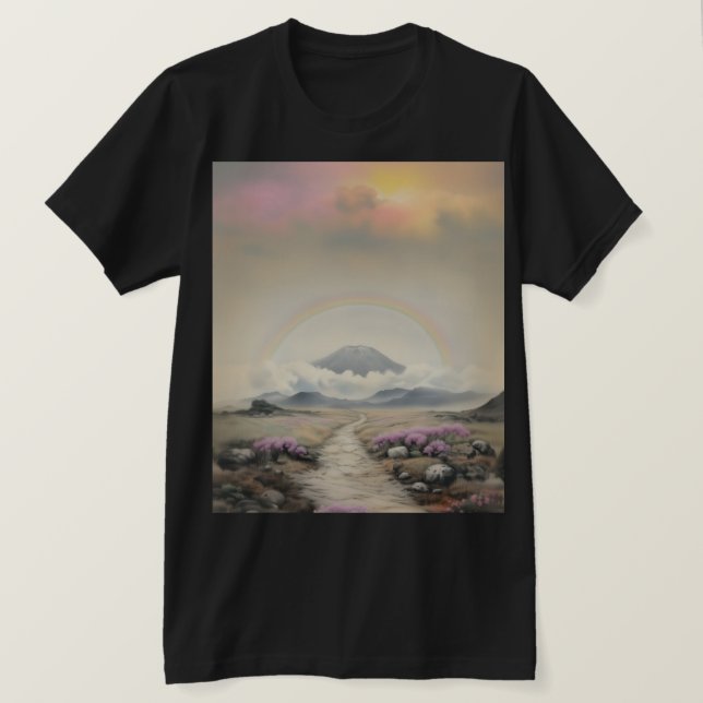 Camiseta Após a chuva (Arte de Paisagem Japonesa com Aquare (Frente do Design)