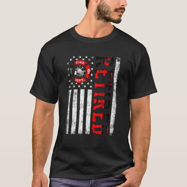 Camiseta Aposentado Bombeiro Americano para Aposentadoria F (Frente)