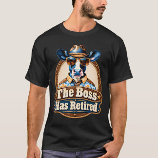 Camiseta Aposentadoria do Chefe Vaca Engraçada Caubói Ocide