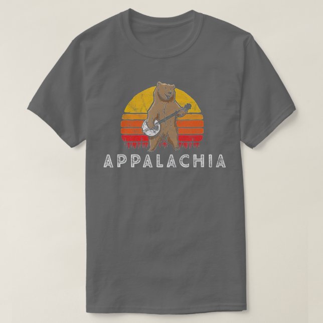Camiseta Appalachia Bluegrass Banjo Bear Retro Engraçado  (Frente do Design)