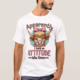 Camiseta Apparently I Have An Attitude Highland Cow Bow
