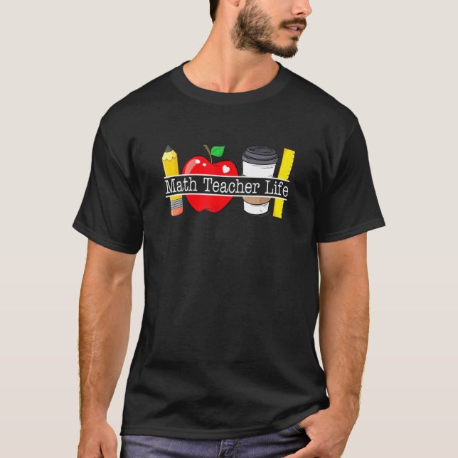 Camiseta Apple Coffee Pencil Math Professora Life (Frente)