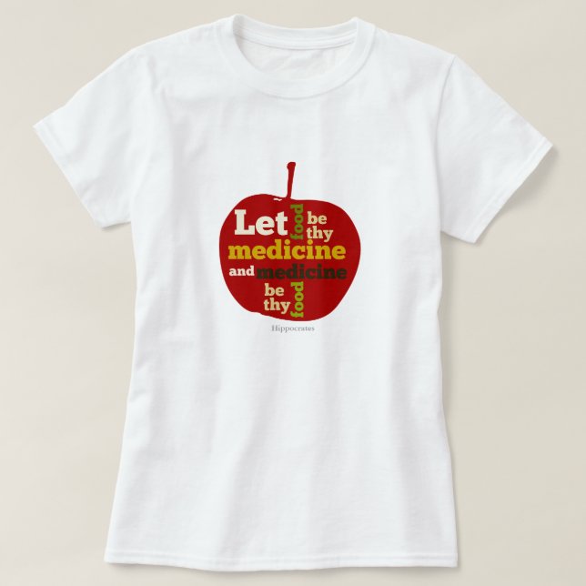 Camiseta APPLE Deixe a comida ser a medicina (Frente do Design)