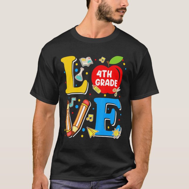 Camiseta Apple do 4º ano de volta ao professor (Frente)