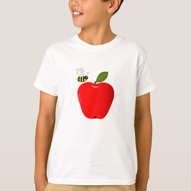 Camiseta Apple e abelha vermelhos do mel (Frente)