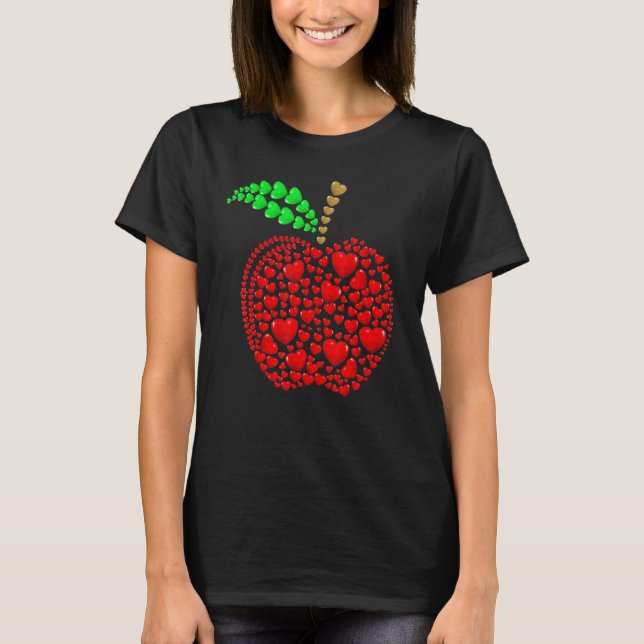 Camiseta Apple Hearts Background Valentine's Day Teacher St (Frente)