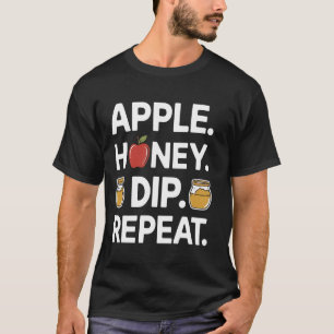 Camiseta Apple Honey Dip Repete Engraçado Rosh Hashanah Jud
