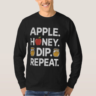 Camiseta Apple Honey Dip Repete Engraçado Rosh Hashanah Jud