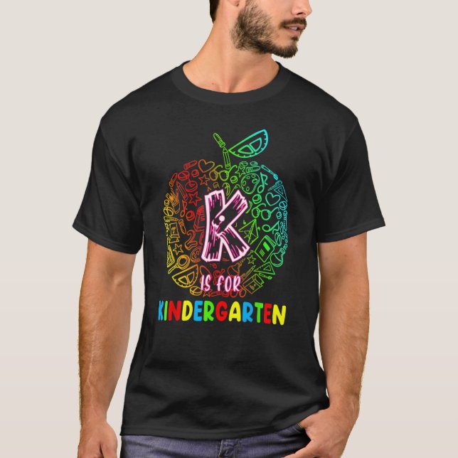 Camiseta Apple K Is For Kindergarten Back To School For Kid (Frente)