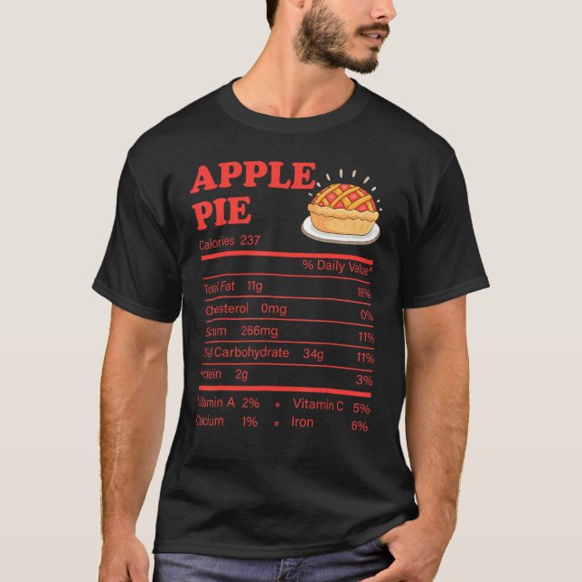 Camiseta Apple Pie Nutrition Facts Graças Familly Mat (Frente)