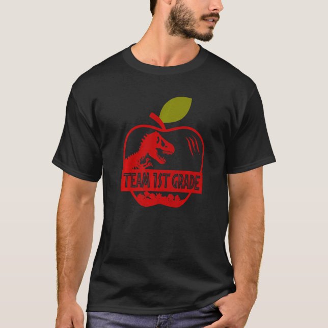 Camiseta Apple Rex Dinosaur Back To School Team 1st Grade   (Frente)