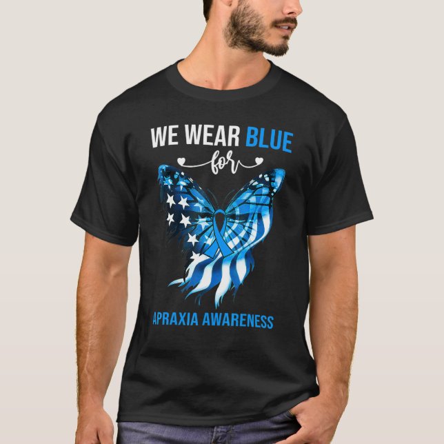 Camiseta Apraxia Awareness 4th July Blue Butterfly (Frente)