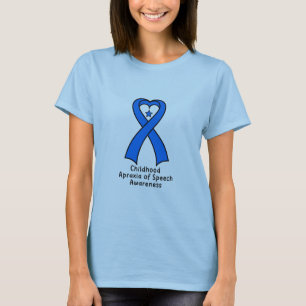 Camiseta Apraxia da infância da fita do coração do discu