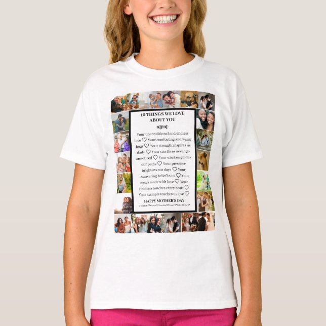 Camiseta Apreciação da mãe | Colagem de fotos do dia de as  (Frente)