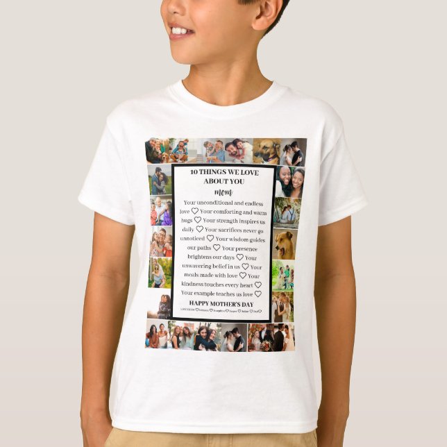 Camiseta Apreciação da mãe | Colagem de fotos do dia de as  (Frente)