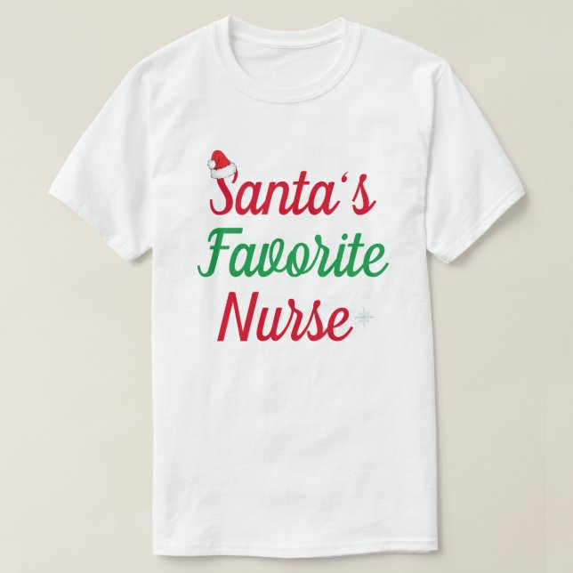 Camiseta Apreciação de Natal para Enfermeira Favorita dos p (Frente do Design)
