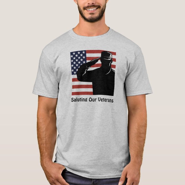 Camiseta Apreciando nossos veteranos Soldado e bandeira ame (Frente)