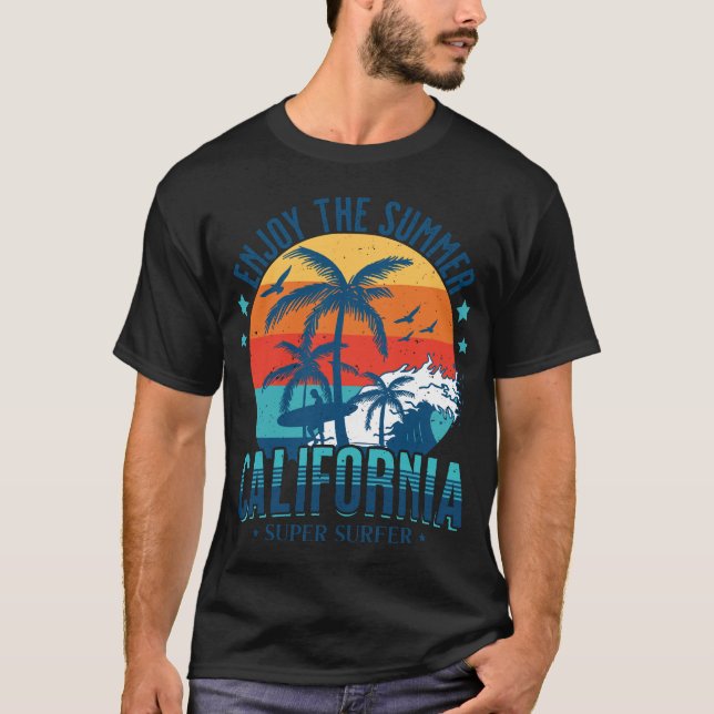 Camiseta aprecie o surfista da califórnia de verão (Frente)