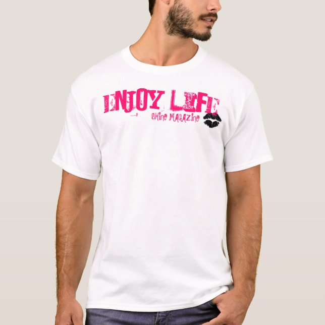 Camiseta Aprecie o T fino confortável branco da vida por (Frente)