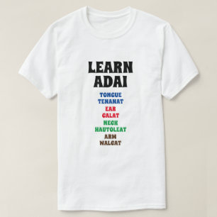 Camiseta Aprenda Adai - Língua, Ouvido, Pescoço, Braço
