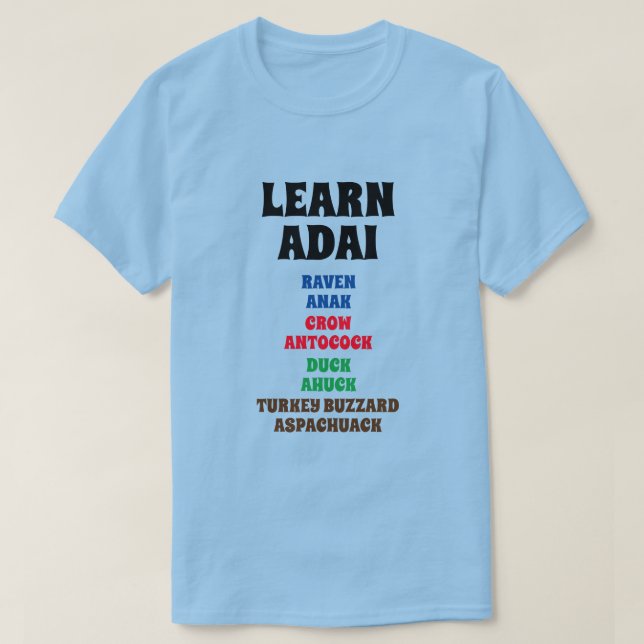 Camiseta Aprenda Adai Raven, Crow, Blackbird, Crane (Frente do Design)