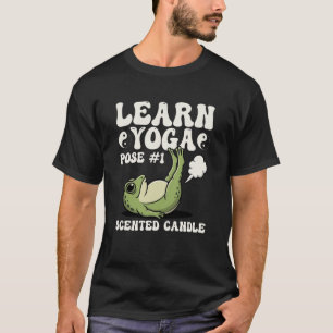 Camiseta Aprenda Ioga Vela Perfumada Pose Sapo Engraçado