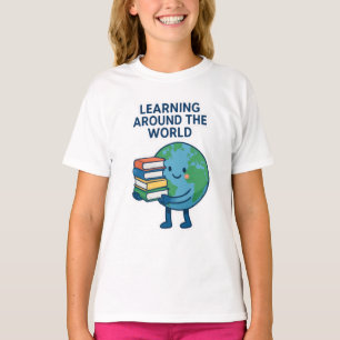 Camiseta Aprendendo à volta do mundo Cartoon T-Shirt