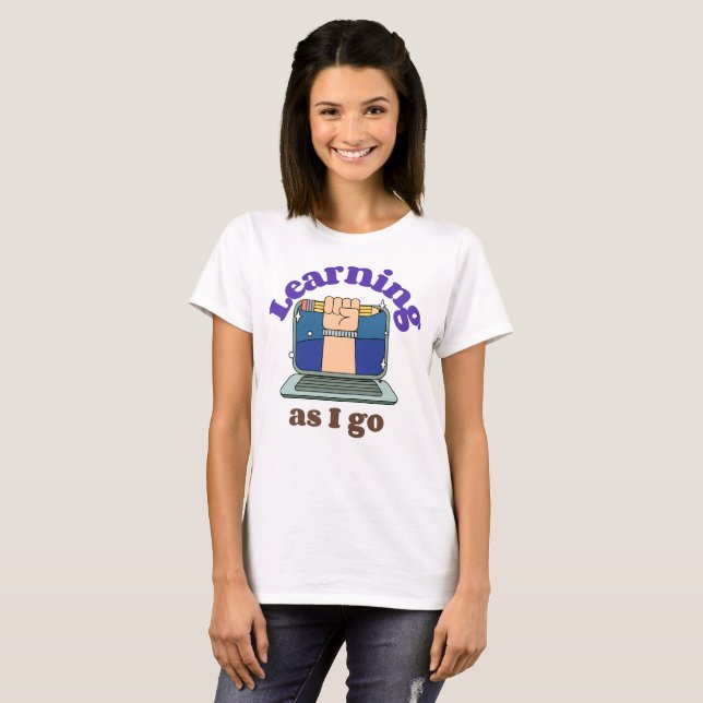 Camiseta Aprendendo conforme Vou Professor Iniciante (Frente Completa)